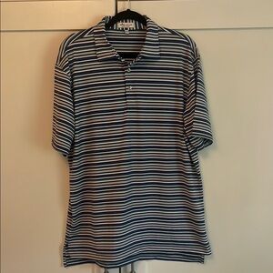 Peter Millar Navy and White Striped Polo